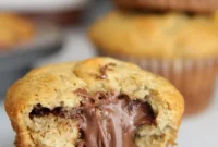 Gooey Nutella-Filled Banana Muffins