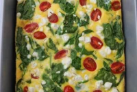 Tangy Goat Cheese and Spinach Egg Bake