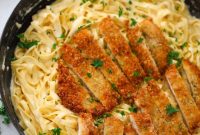 Golden Crispy Chicken Alfredo