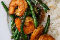 Sticky Honey Garlic Shrimp & Green Beans
