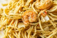 Vibrant Pesto Pasta with Succulent Shrimp