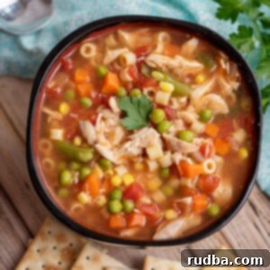 Easy Instant Pot Chicken Vegetable Soup 5 instant pot chicken vegetable soup in a bowl with saltine crackers