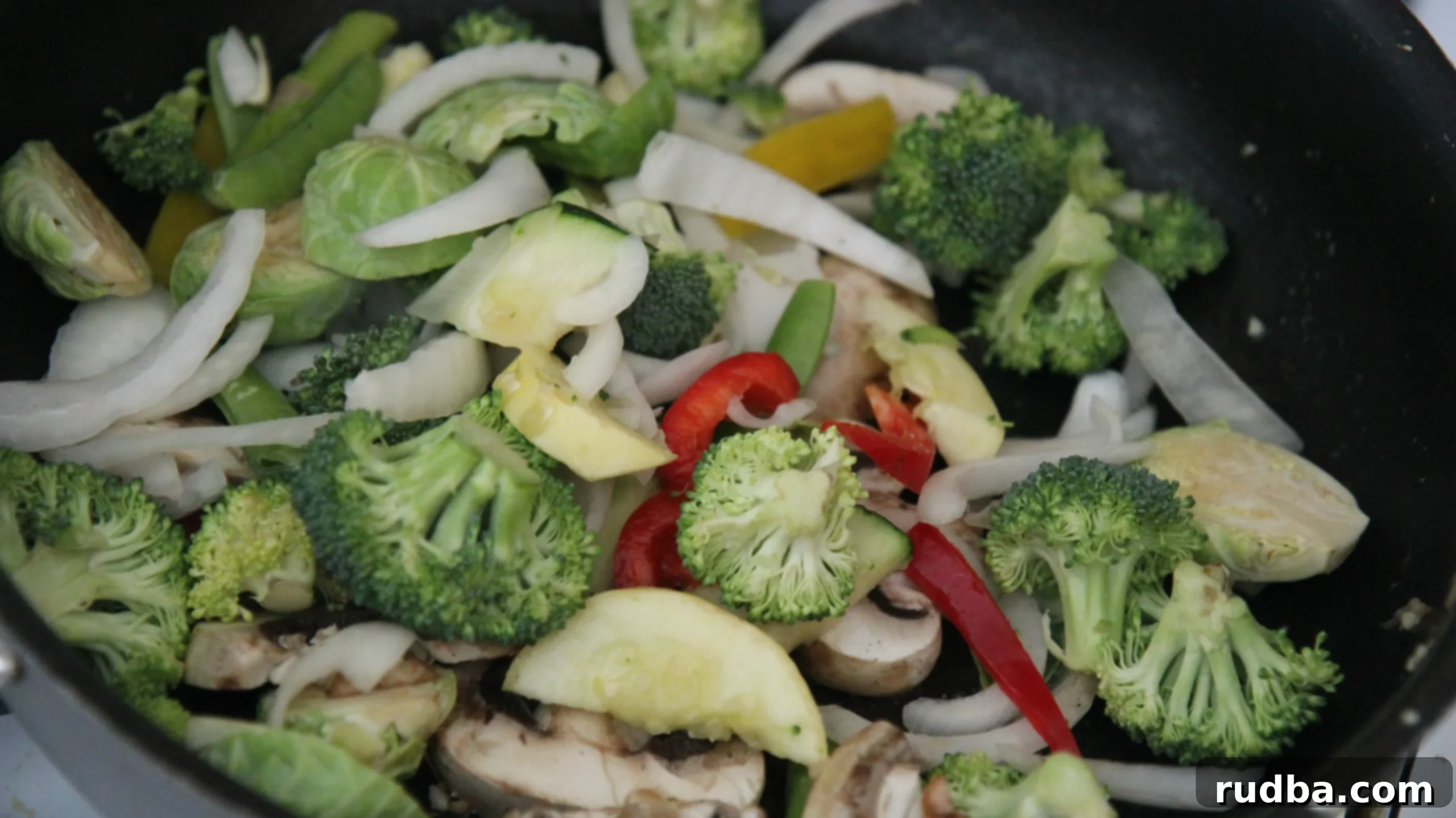Raw vegetables in a black skillet 
