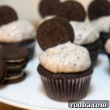 Cookies and Cream Cupcakes 3 Close-up of a beautifully frosted Oreo Cupcake