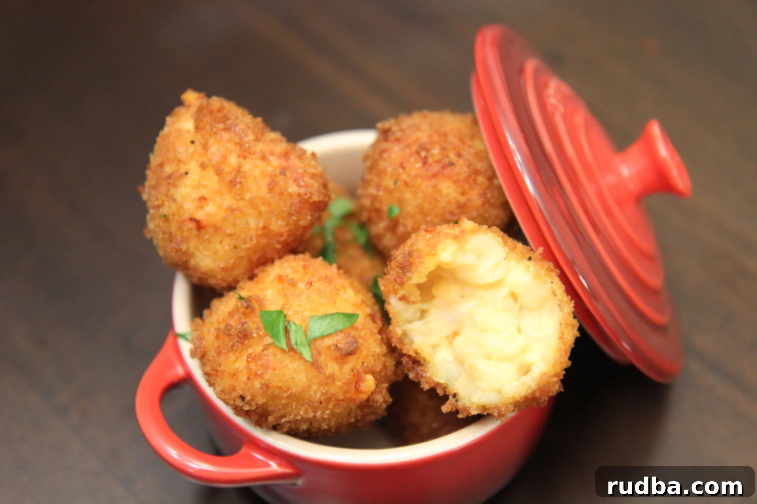Deep fried mac and cheese balls appetizer