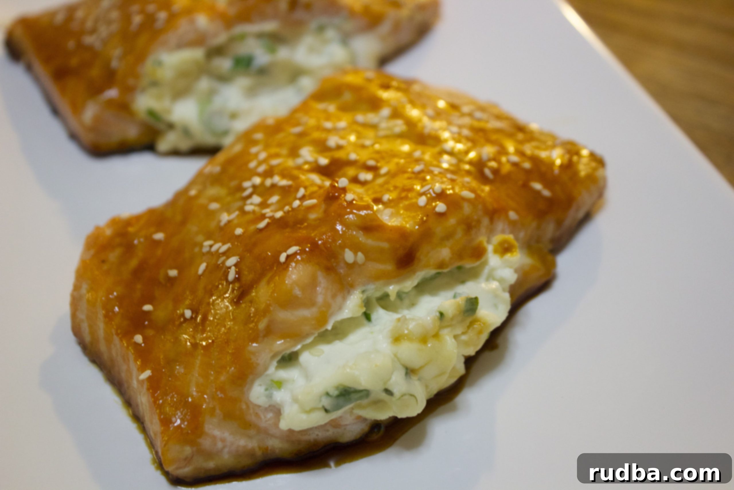 Delicious Honey Glazed Cream Cheese Stuffed Salmon