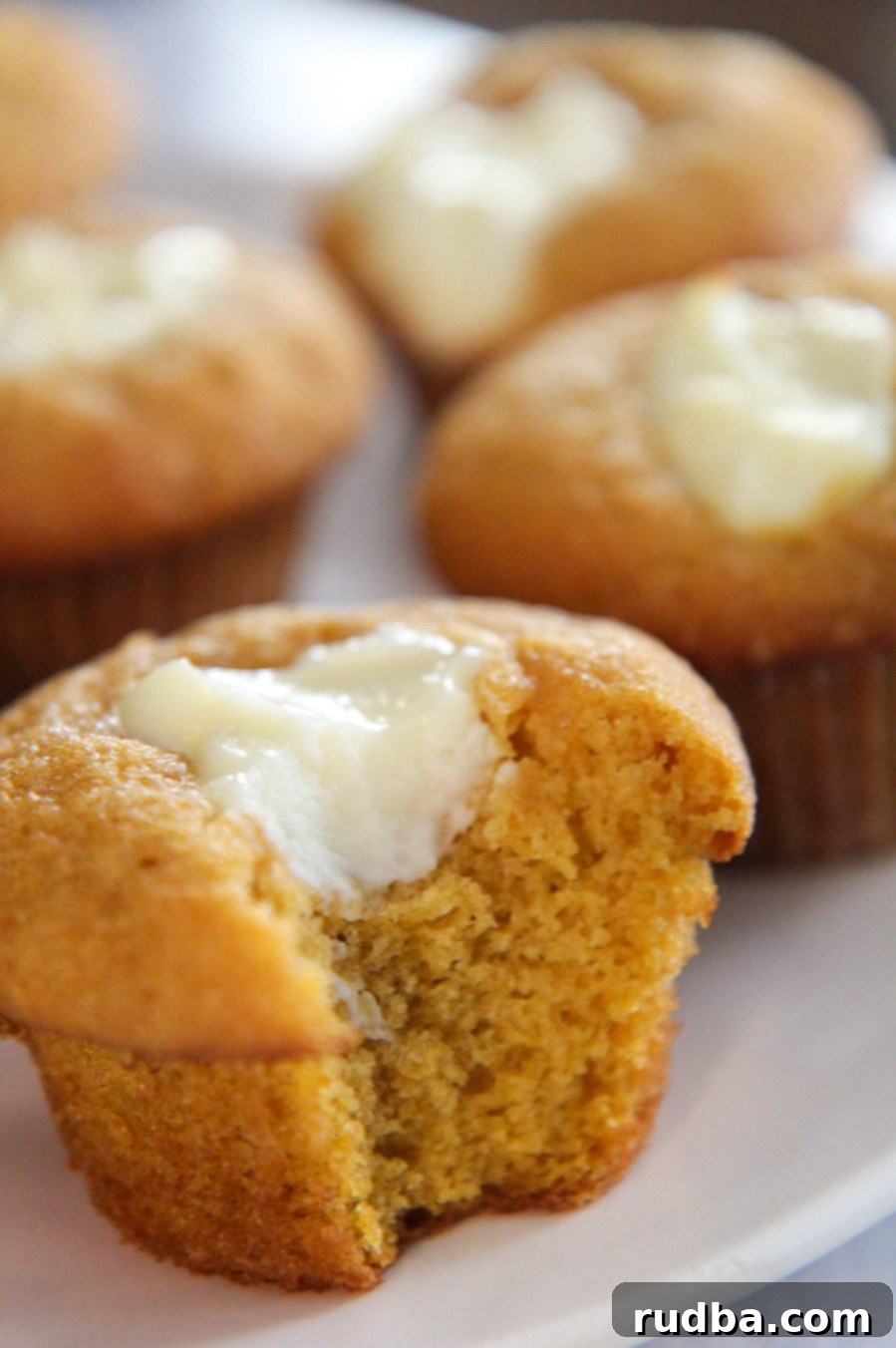 a bitten muffin up close.