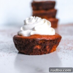 Keto Mini Pumpkin Pie Bites 4 keto mini pumpkin pie up close with whipped cream on top.