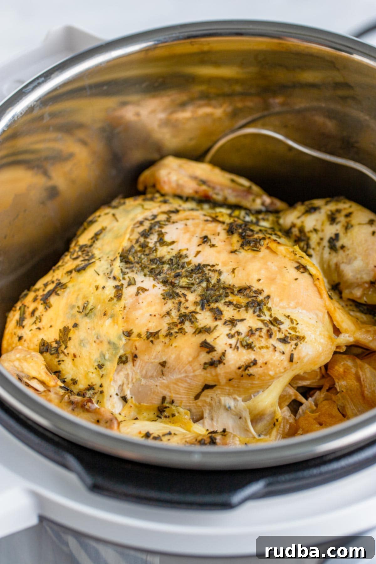 cooked butter and herb chicken. Freshly removed from instant pot.