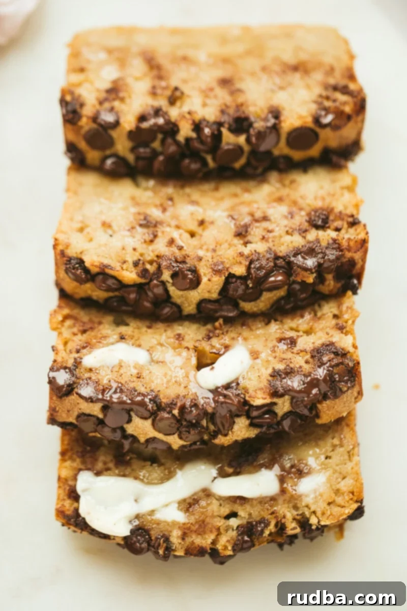 4 slices of banana bread with butter 