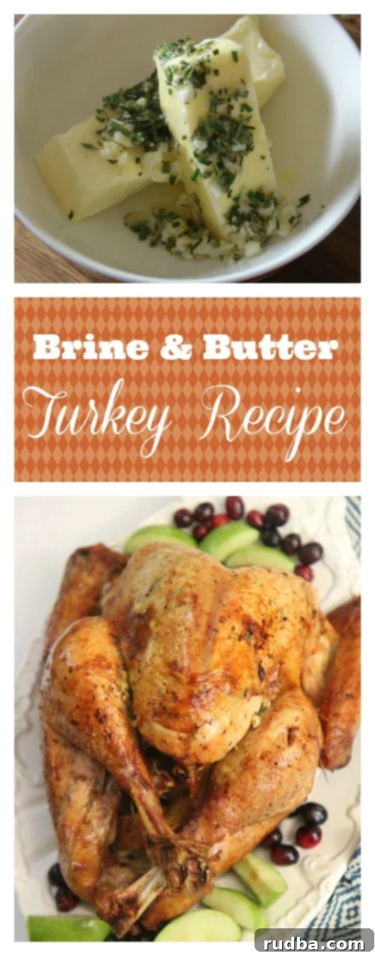 Brince & Butter Roasted Turkey recipe for Thanksgiving dinner.