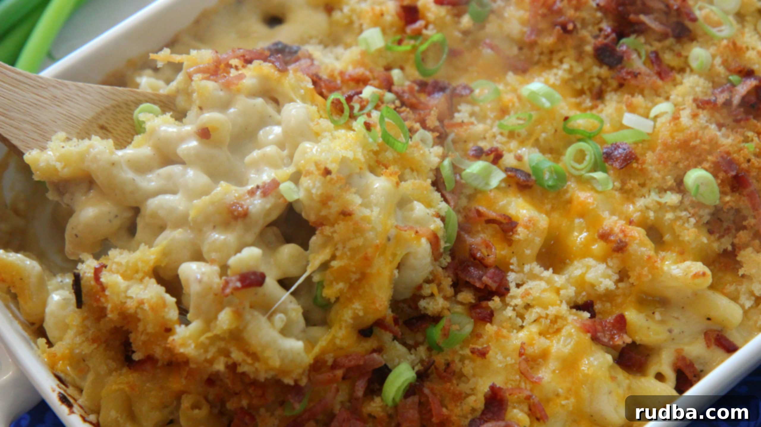 Baking this loaded mac and cheese gives it an irresistible crunch and golden-brown topping.