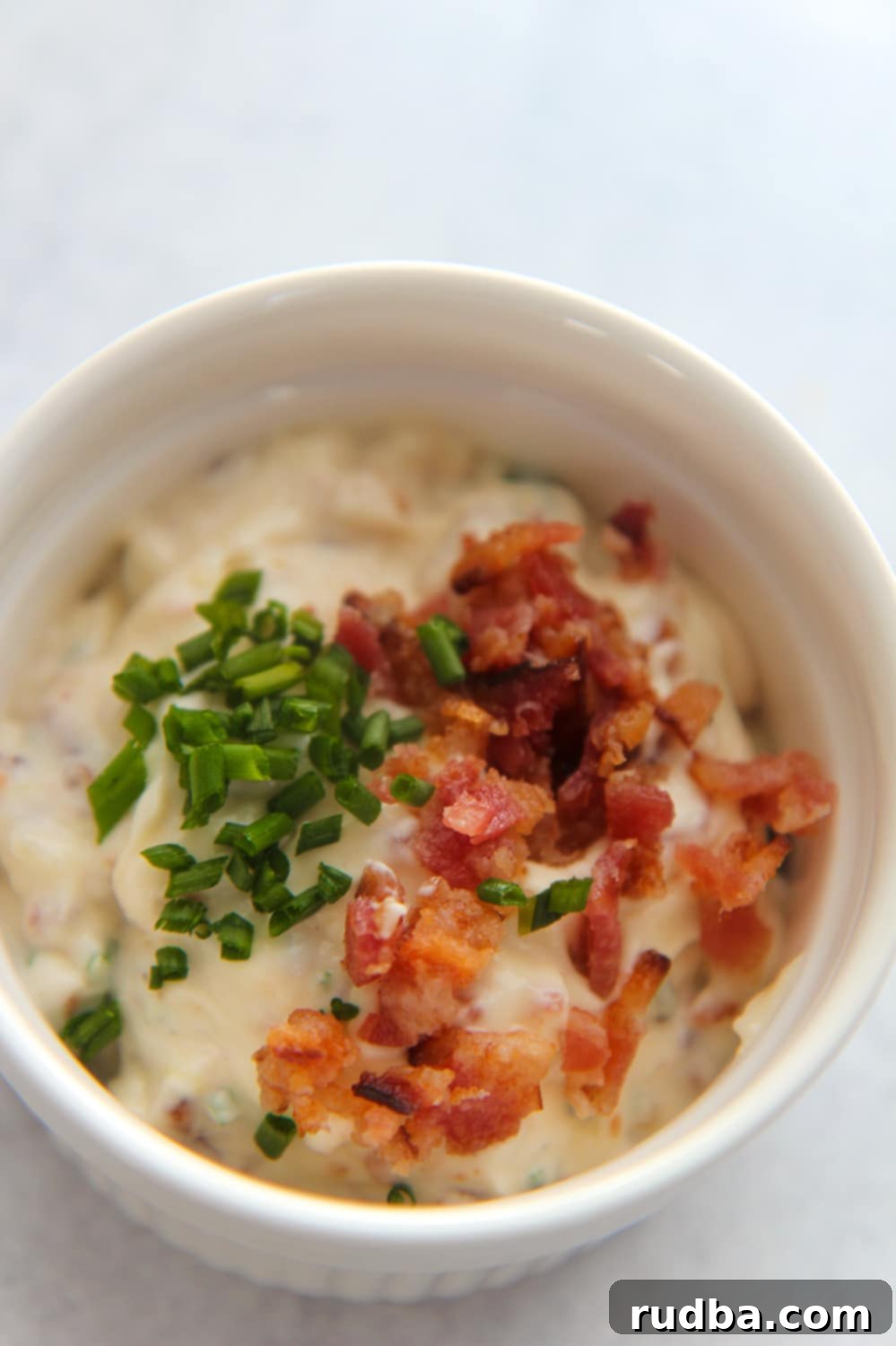 bacon aioli sauce up close. 