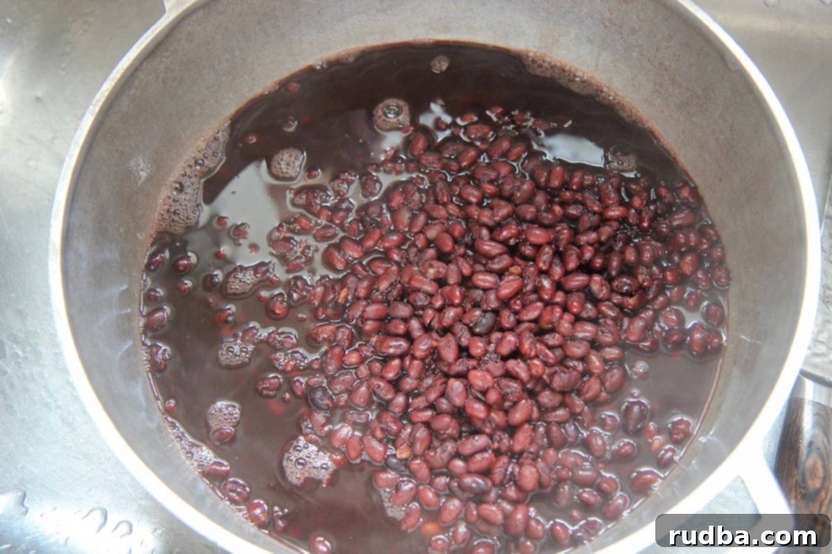 Classic Cuban Black Beans and Rice 5 cooked black beans and liquid in a pot.
