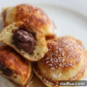 Nutella stuffed pancakes up close