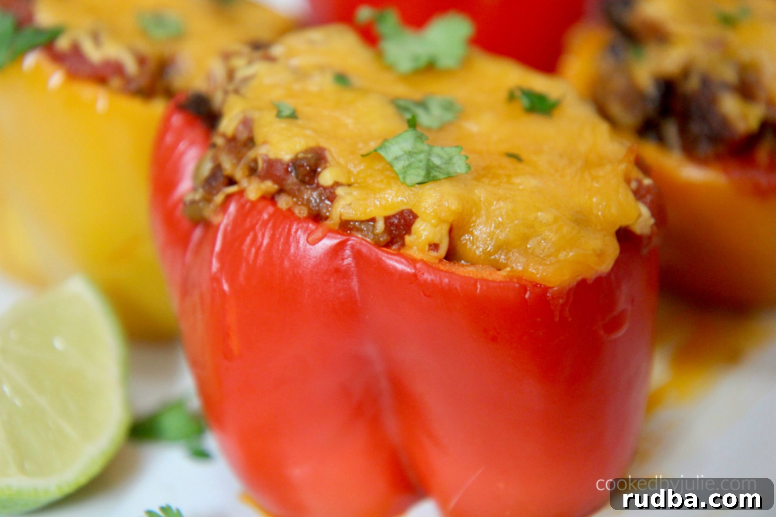 Make this stuffed peppers recipe a little healthier with brown rice instead of white