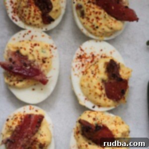 Sweet & Spicy Bacon Deviled Eggs 2 6 candied bacon jalapeno deviled eggs