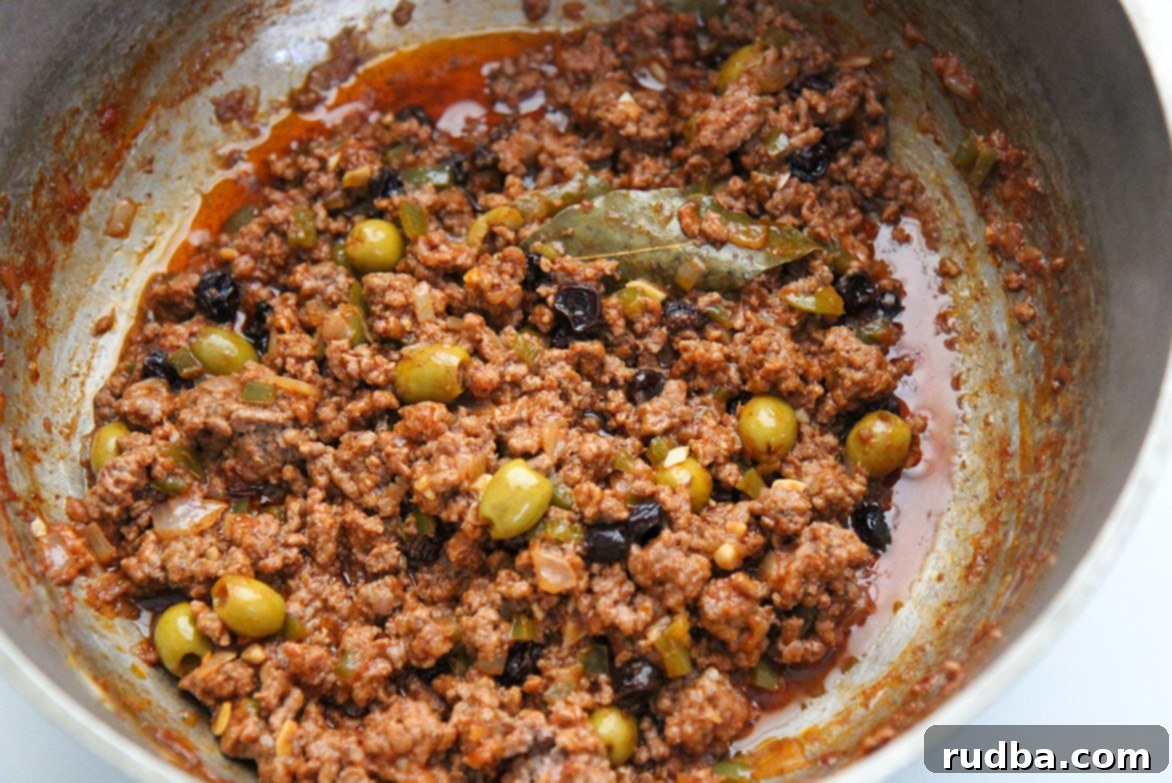 cooked picadillo in a skillet