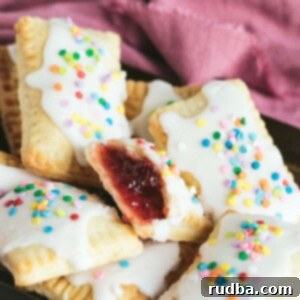 Crispy Air Fryer Pop Tarts 2 homemade air fryer pop tarts up close.