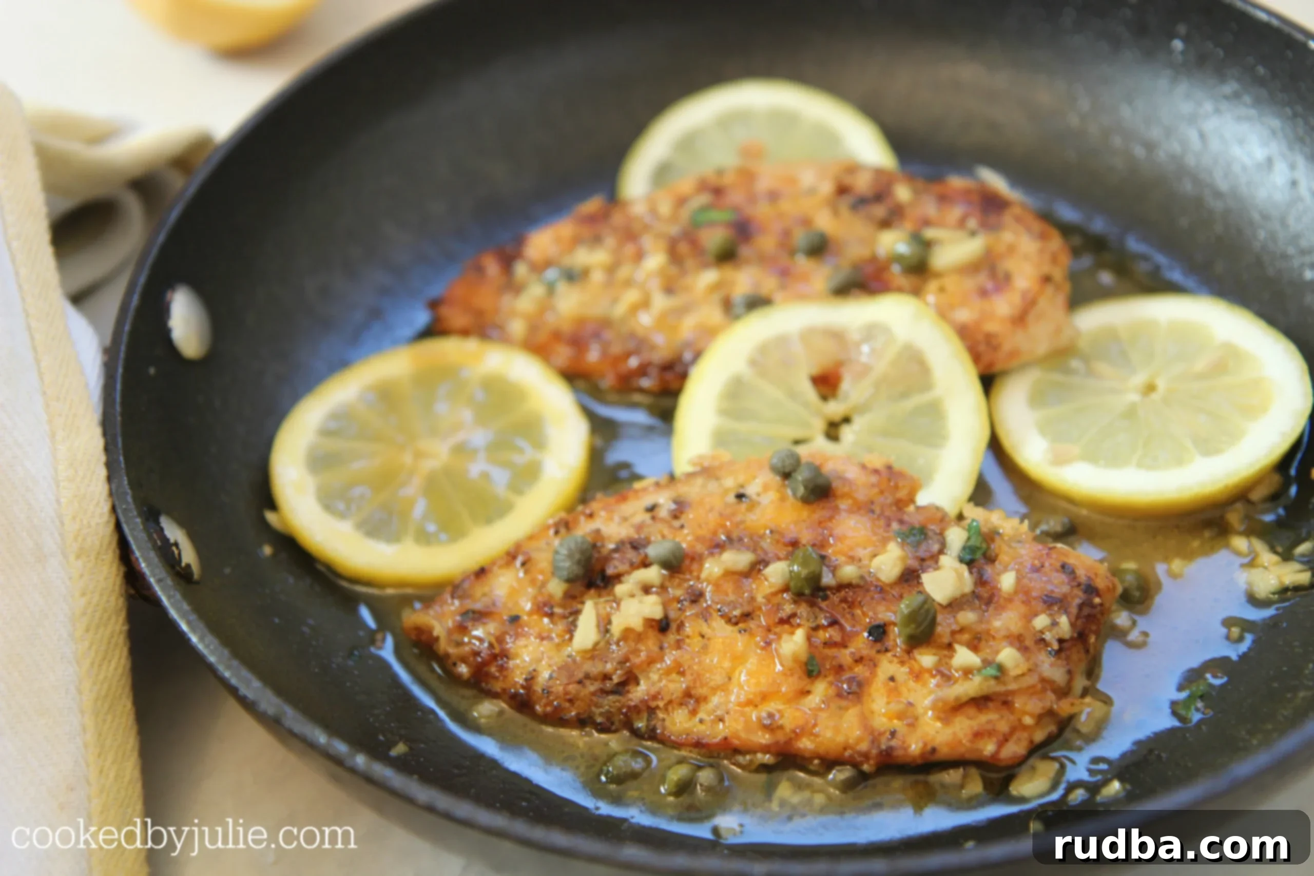 The sauce is simple and low carb getting the flavors from the lemon and capers.