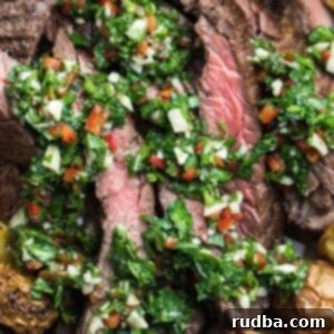 churrasco with chimichurri and potatoes.