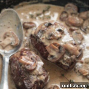 Velvet Garlic Filet Mignon 2 Creamy garlic filet mignon with mushrooms.