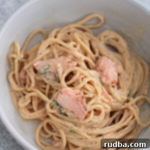 Creamy Cajun Salmon Pasta 2 salmon pasta in a bowl.