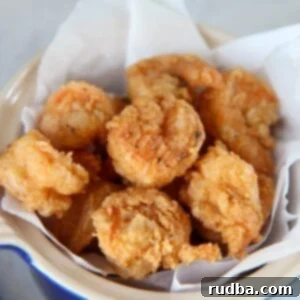 Irresistible Shrimp Creations 11 Fried shrimp in a blue small bowl