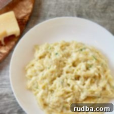 Creamy Garlic Parmesan Orzo 4 creamy garlic parmesan orzo
