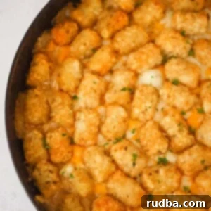 tater tot casserole up close.