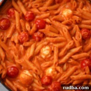 Penne Vodka with a Kick 2 spicy penne alla vodka in a skillet.