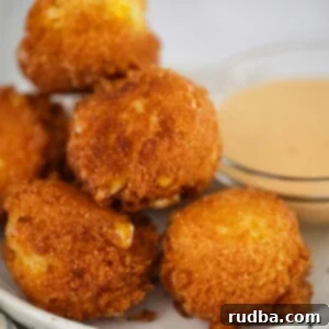 hush puppies on a small plate with sauce on the side.
