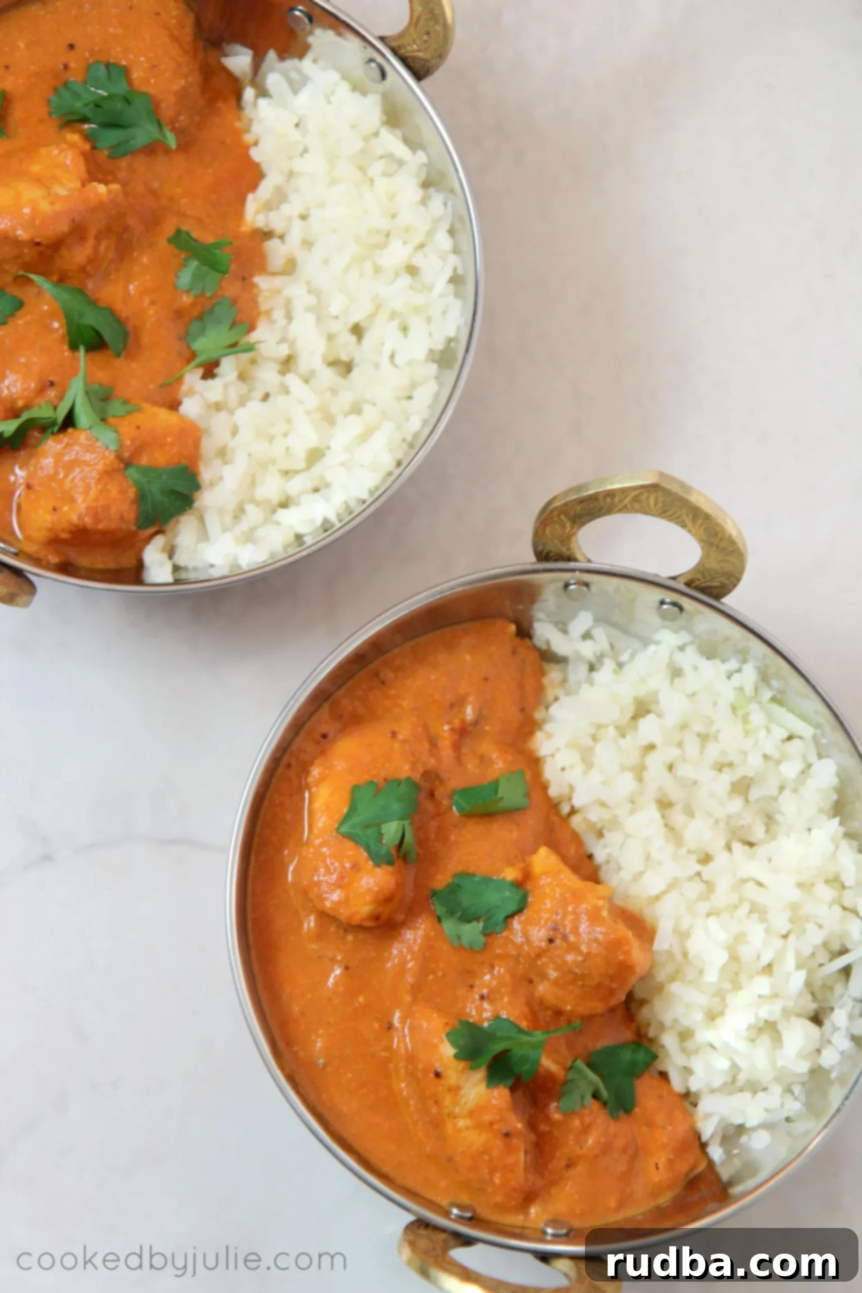 Delicious keto butter chicken with cauliflower rice, an easy, healthy low-carb weeknight recipe