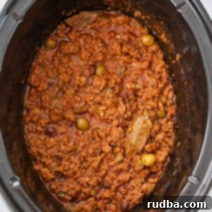 Crockpot Cuban Picadillo 2 Cooked Cuban picadillo in the crockpot.