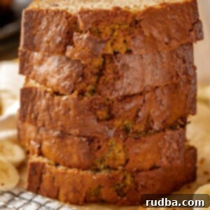 Five thick slices of banana bread.