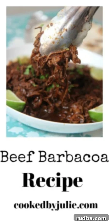 Barbacoa beef with lime wedges and cilantro