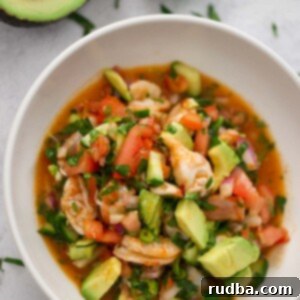 shrimp ceviche in a bowl.