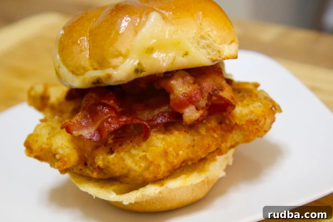 Crispy Chicken Sandwich Sliders with Bacon | Cooked by Julie