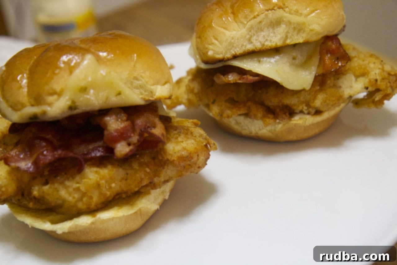 These mini crispy chicken sandwich sliders are the perfect size for a party appetizer.