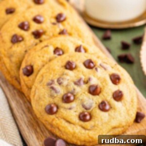 Mrs. Fields copycat chocolate chip cookies on a wooden cutting board.