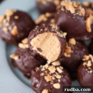 Peanut Butter Truffles 2 Peanut butter balls on a plate.