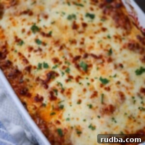 Lasagna Alla Vodka in a 9x13 baking dish.