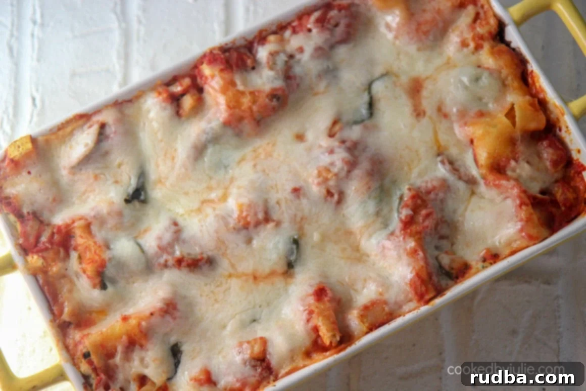 Rich and creamy vegetable lasagna with layers of cheese and vegetables