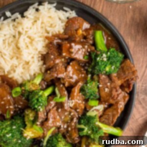 Classic Beef and Broccoli Stir Fry 6 beef and broccoli with white rice on the side.