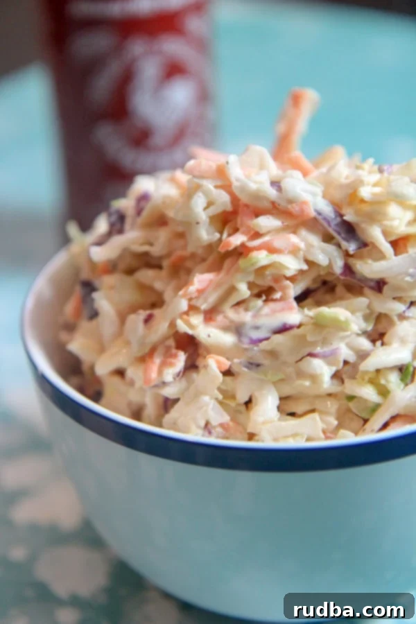 Sriracha Coleslaw - creamy and delicious