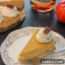 Decadent Pumpkin Cognac Cheesecake Video 5 Pumpkin Cognac Cheesecake Slice