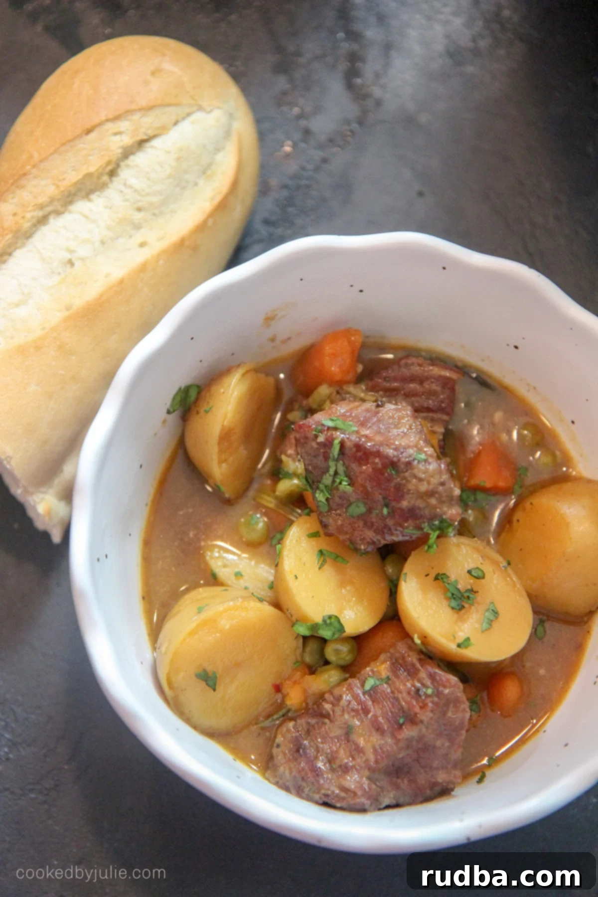 Instant Pot Beef Stew - A hearty and comforting meal served in a bowl.