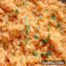 Flavorful Fiesta Rice 4 a large serving of Spanish rice and fresh cilantro