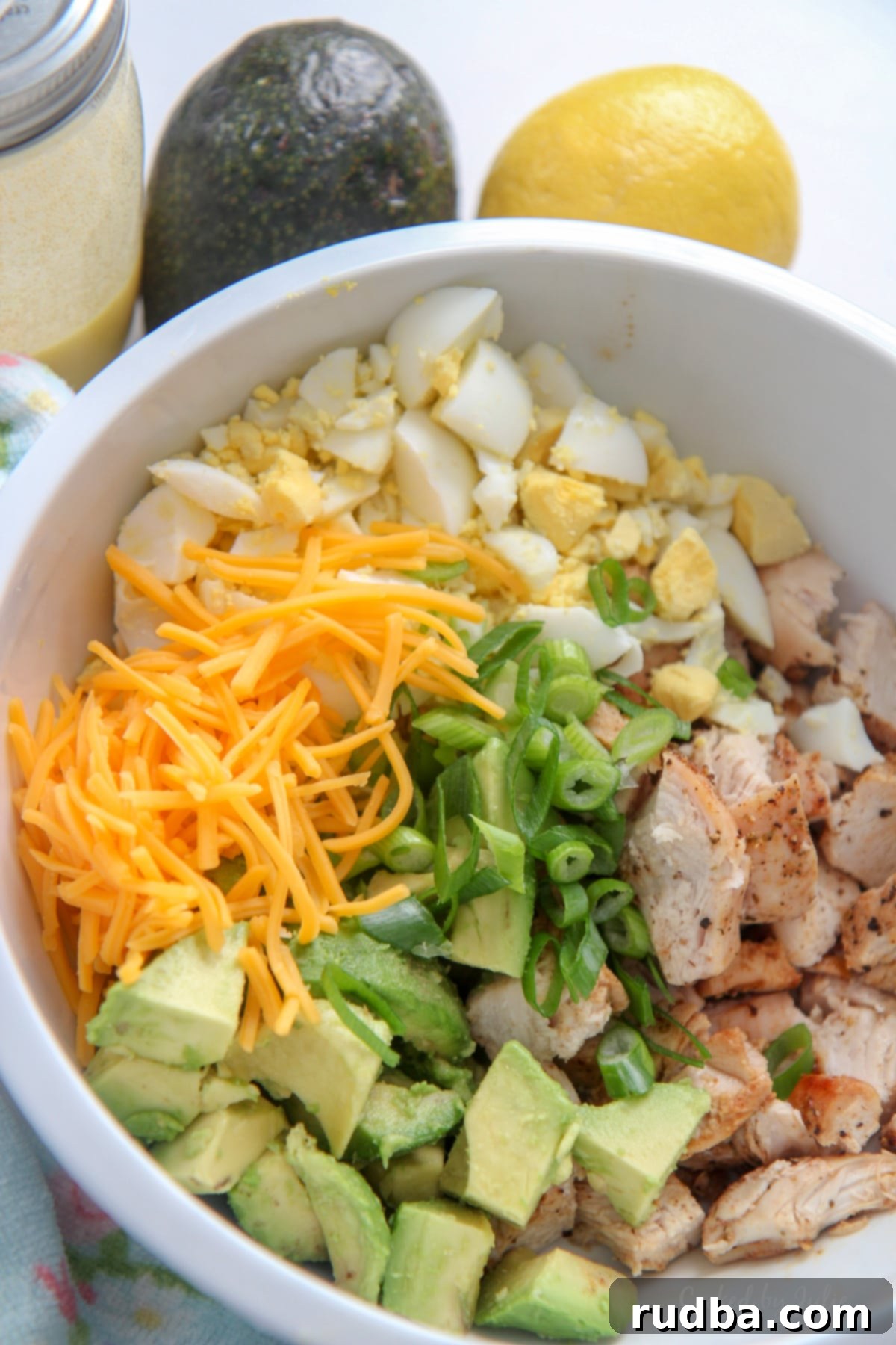 easy avocado chicken salad in a bowl 