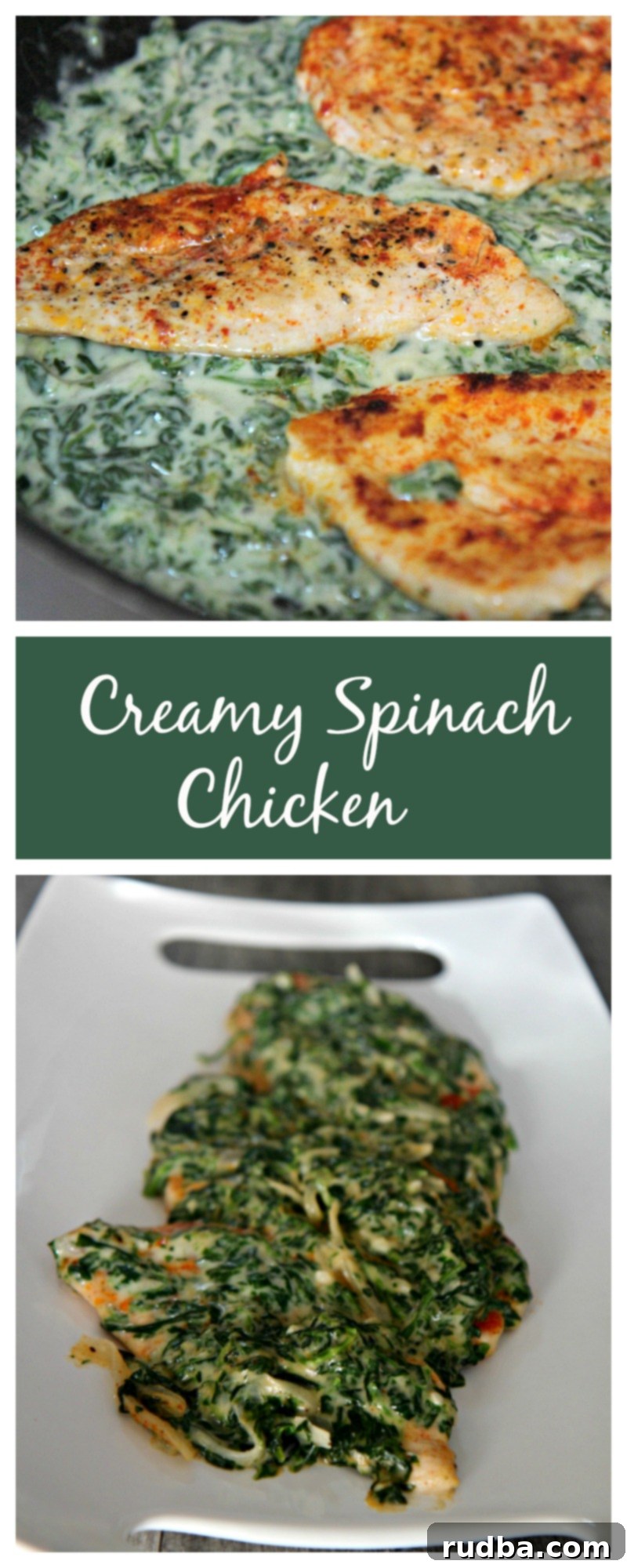 Creamy Spinach Chicken Recipe from Cooked By Julie